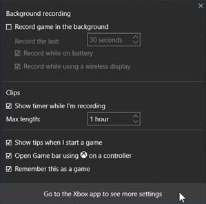 Game DVR Settings